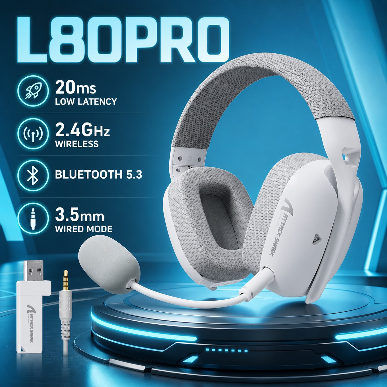 Gaming Console Setup - Attack Shark L80PRO 203g Ultra‑Light 3‑in‑1