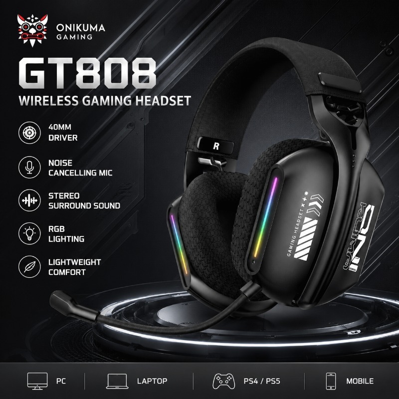 Gaming Console Amazon - ONIKUMA GT808 Gaming Headset Wireless Bluetooth