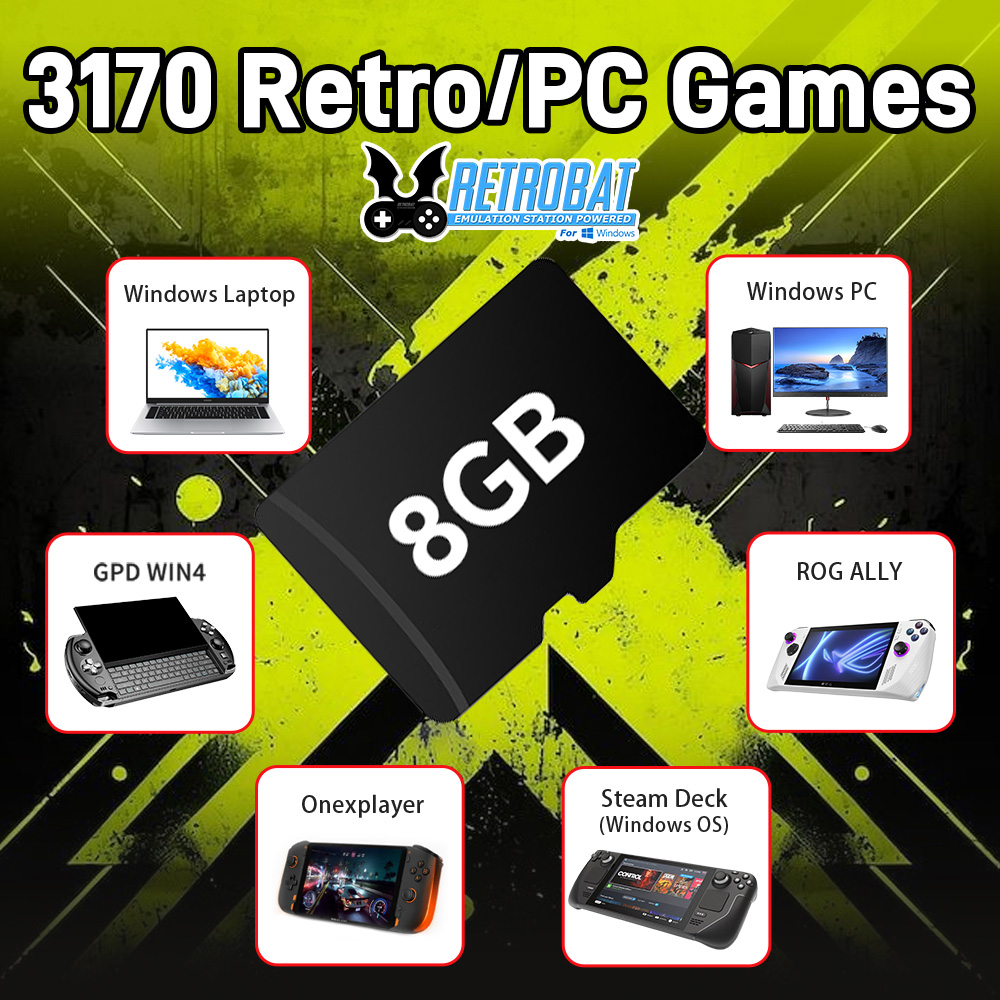 Laptop Gaming Console - 8GB Game TF Card with 3170